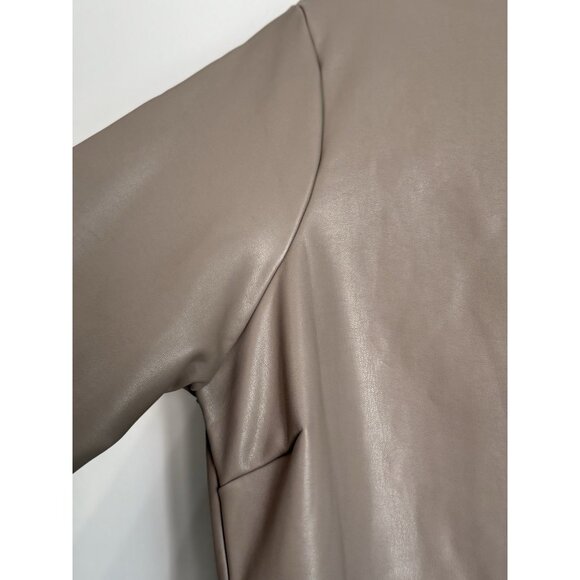 SKIMS Faux Leather Mock Neck Bodysuit 3X Long Sleeve Jasper Brown Thong Clubwear - Picture 7 of 14